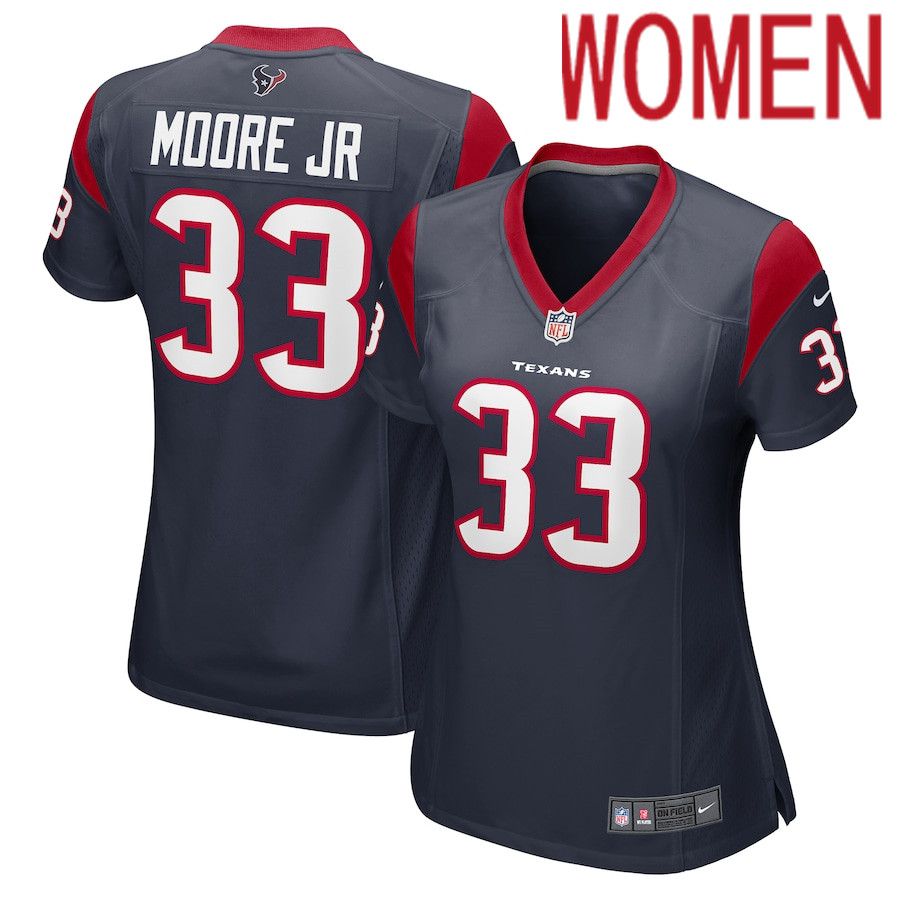 Women Houston Texans #33 A.J. Moore Jr. Nike Navy Game NFL Jersey